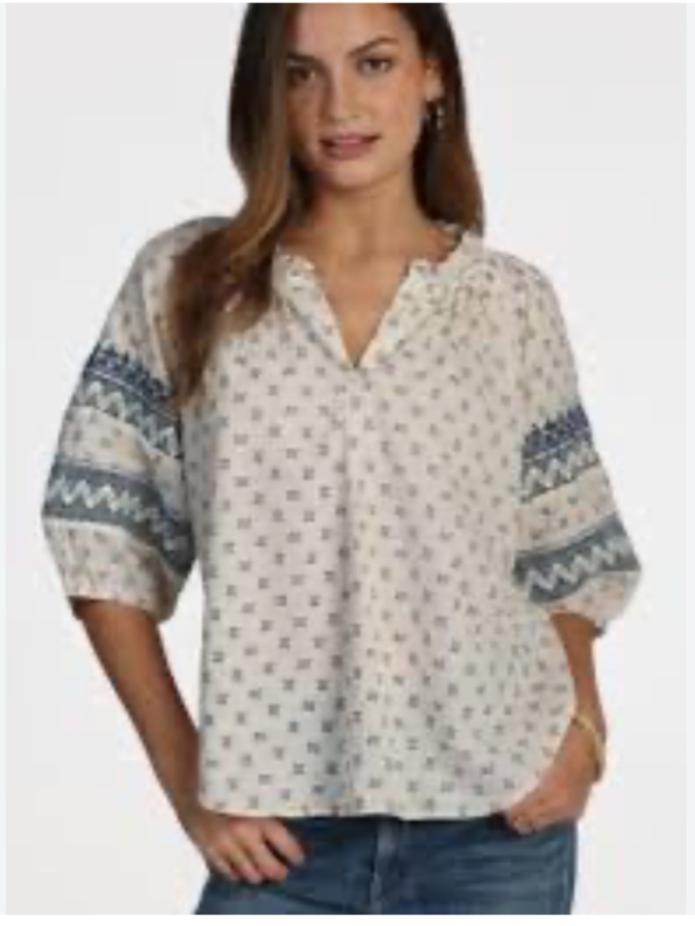 Dylan Beau Print Cotton Jolie Cottagecore Boho Embroidered Blouse Top Size XXL